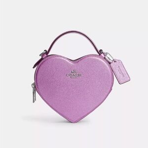 Coach Metallic silver/lilac heart crossbody bag